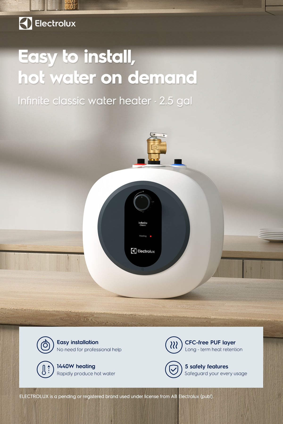 Electrolux Infinite Classic 2.5gal Electric Storage Water Heater overview mobile detail 2