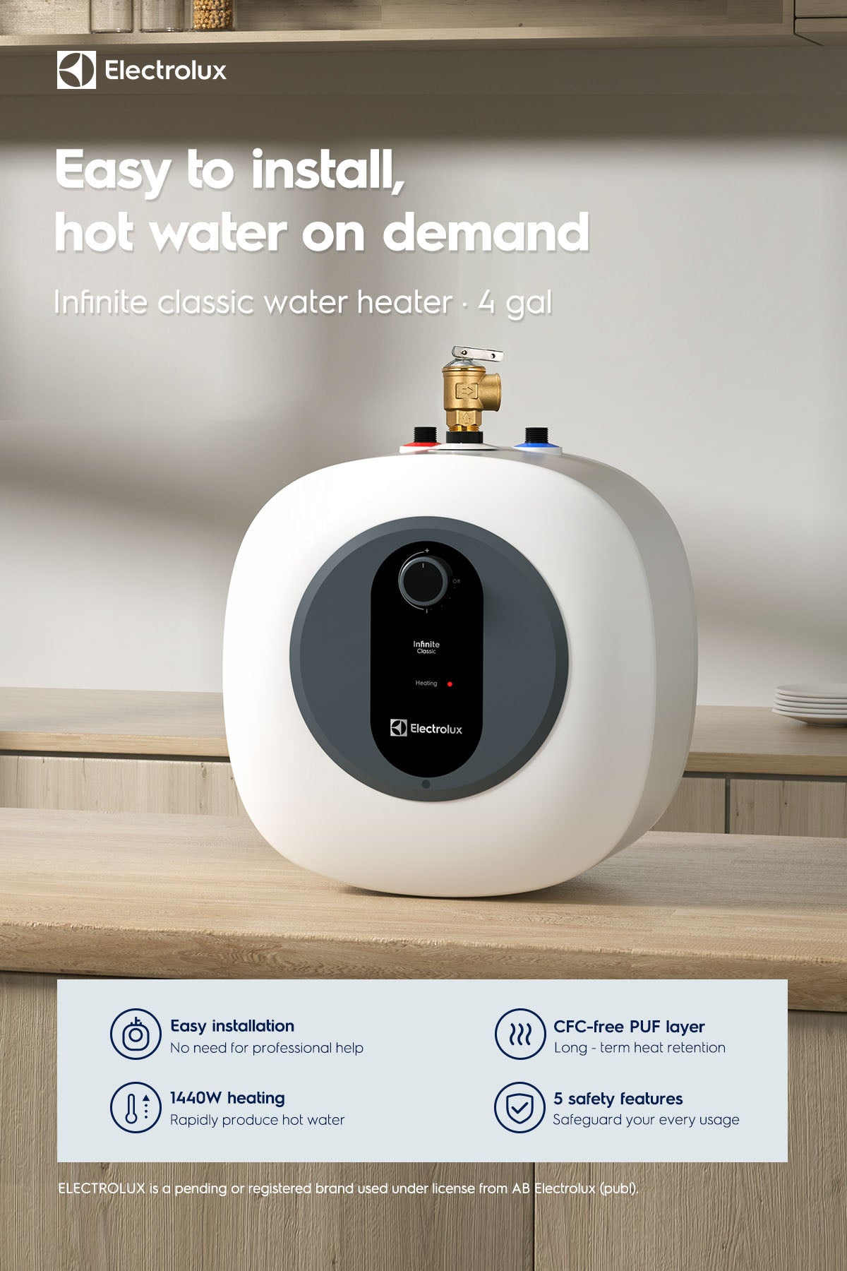 Electrolux Infinite Classic 4gal Electric Storage Water Heater overview mobile detail 2