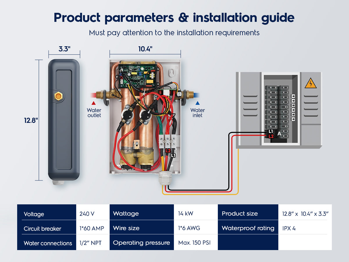 Electrolux Infinite PerformanceClassic 14kW Electric Tankless Water Heater installation mobile detail 4