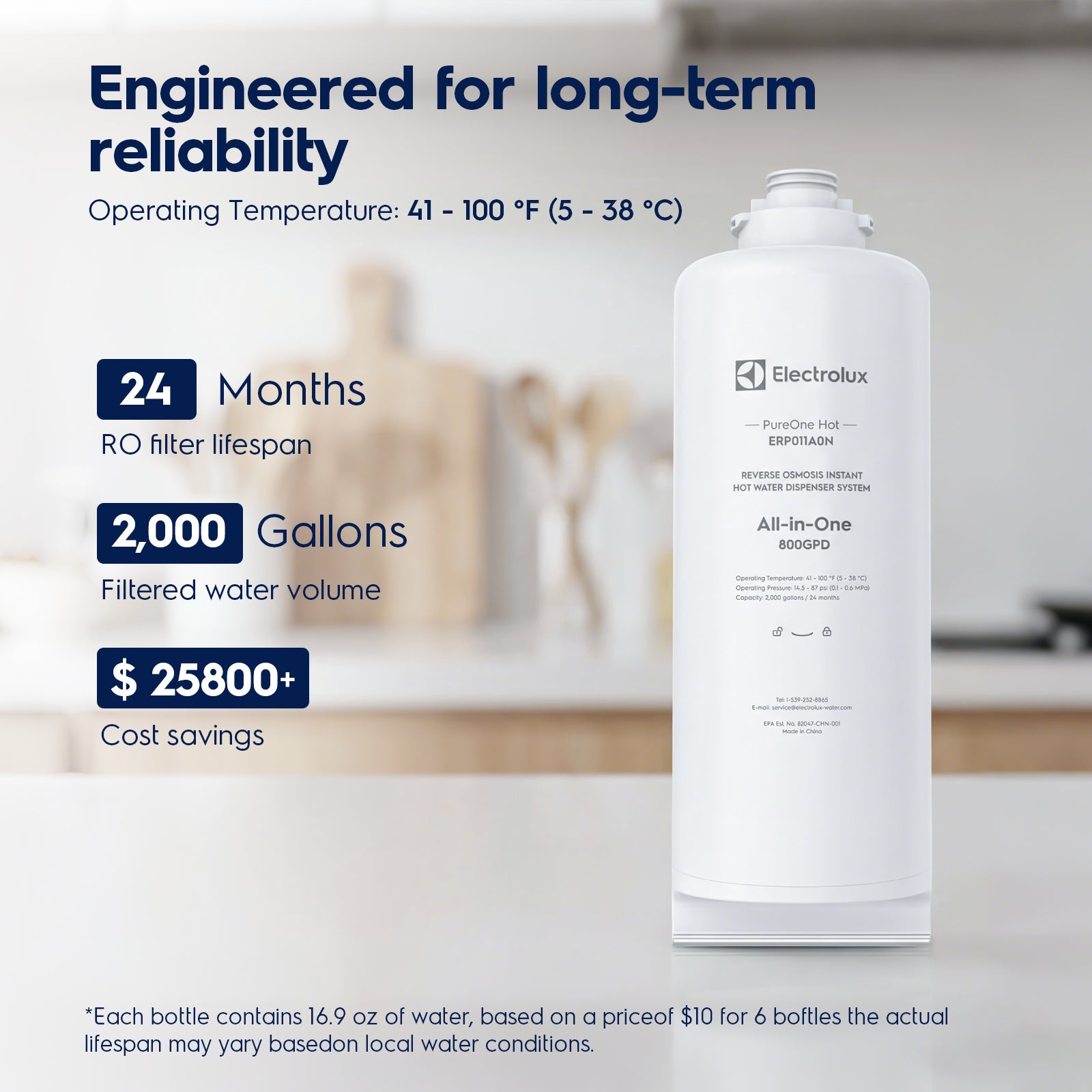 Electrolux Hot and Cold 800GPD RO System Replacement Filter, 24 Months