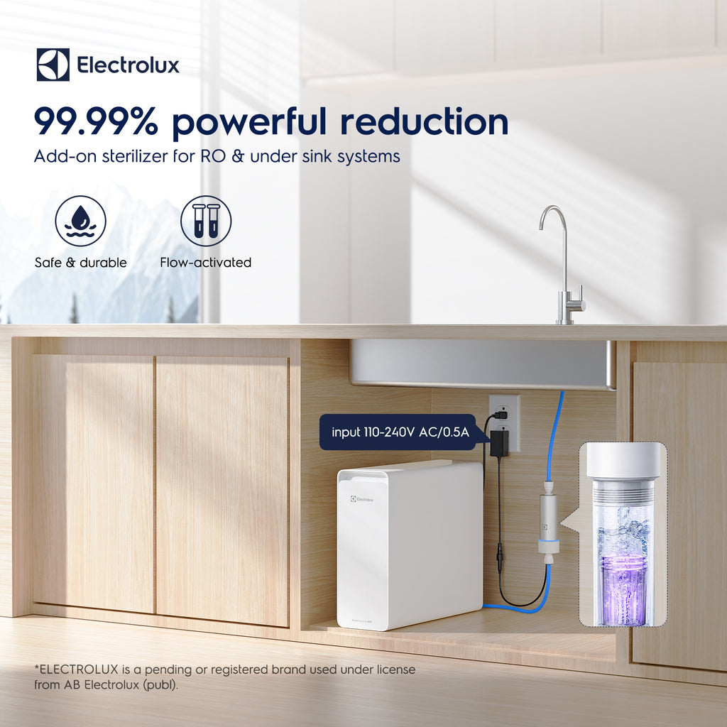 Electrolux UV Filter for Reverse Osmosis System Under Sink Water Filter | LED UV, Stainless Steel, Mercury-Free, 10 Year Life, FCC Certified, for 800GPD RO Systems