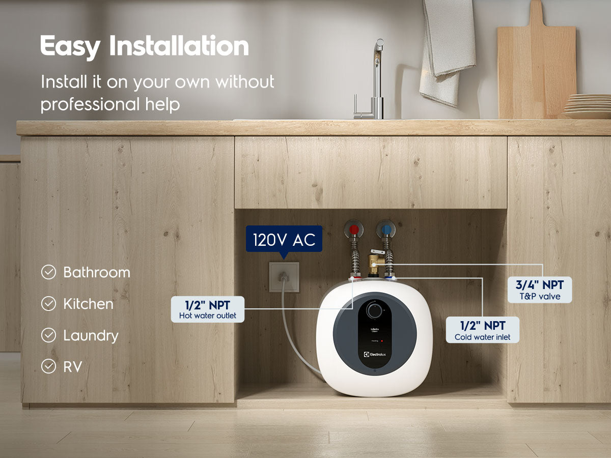 Electrolux Infinite Classic 2.5gal Electric Storage Water Heater installation mobile detail 1
