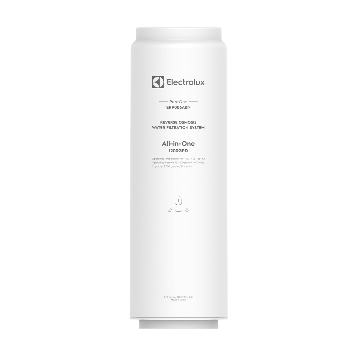 Electrolux All-in-One 1200GPD Filter, Replacement for All-in-One Reverse Osmosis System Under Sink, 24-Month Lifetime, 0.0001 Micron RO Membrane