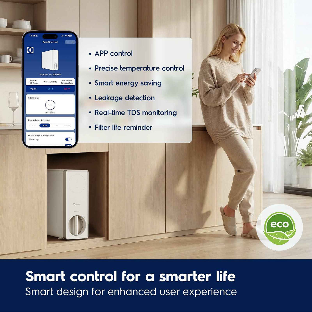 800 GPD PureOne Hot Smart Undersink RO System, Instant Hot