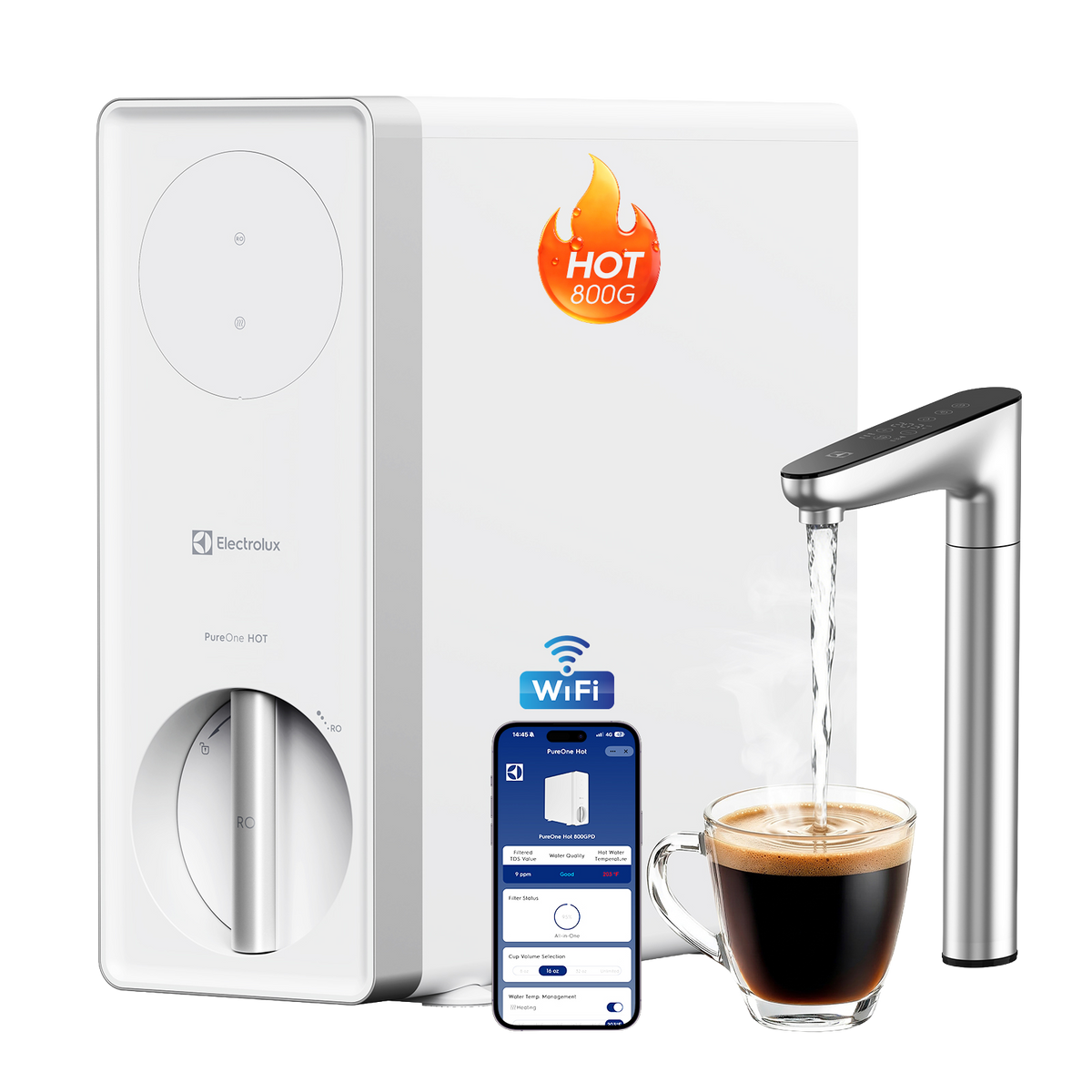 800 GPD PureOne Hot Smart Undersink RO System, Instant Hot