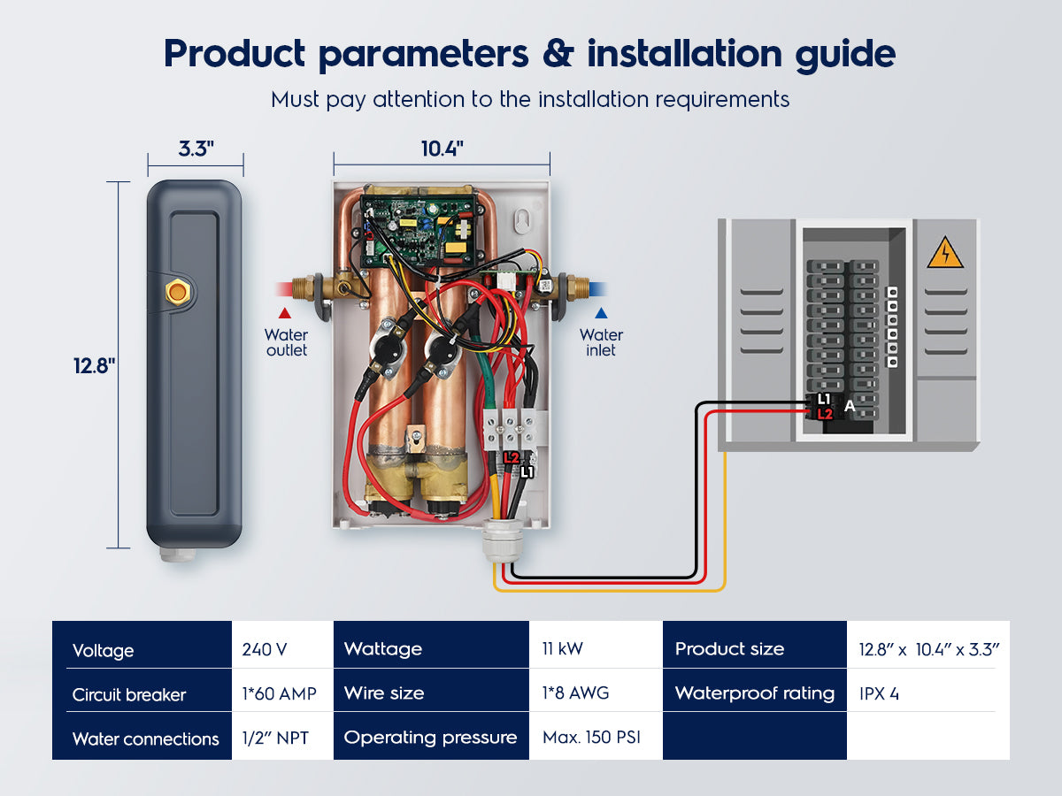 Electrolux Infinite PerformanceClassic 11kW Electric Tankless Water Heater installation mobile detail 4