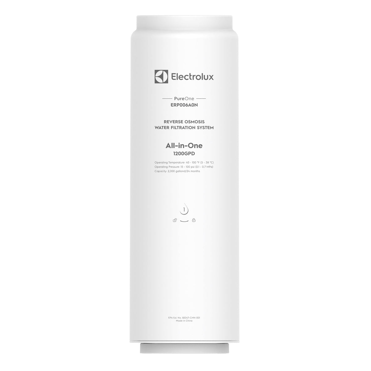 Electrolux All-in-One 1200GPD Filter, Replacement for All-in-One Reverse Osmosis System Under Sink, 24-Month Lifetime, 0.0001 Micron RO Membrane