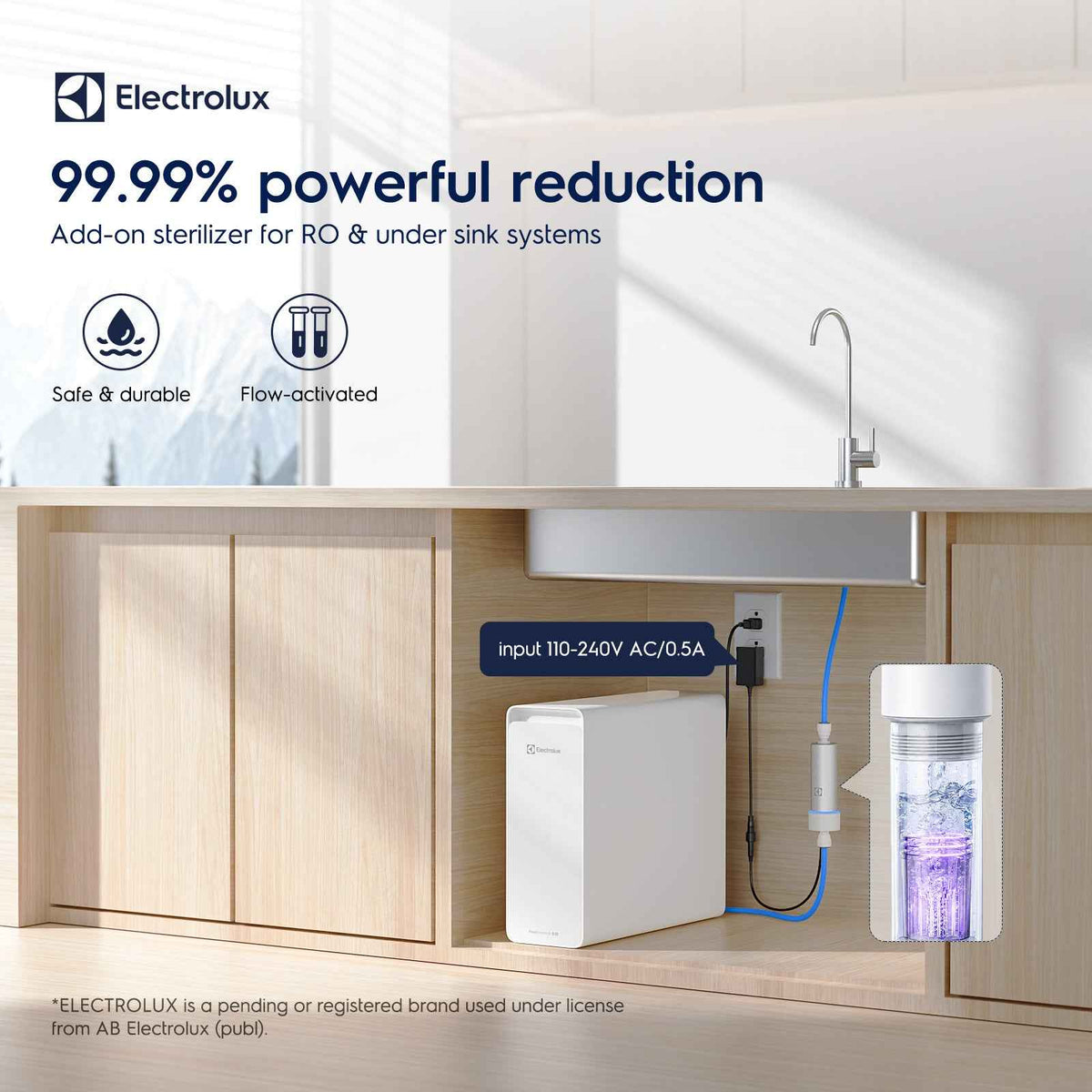 Electrolux UV Filter for Reverse Osmosis System Under Sink Water Filter | LED UV, Stainless Steel, Mercury-Free, 10 Year Life, FCC Certified, for 800GPD RO Systems