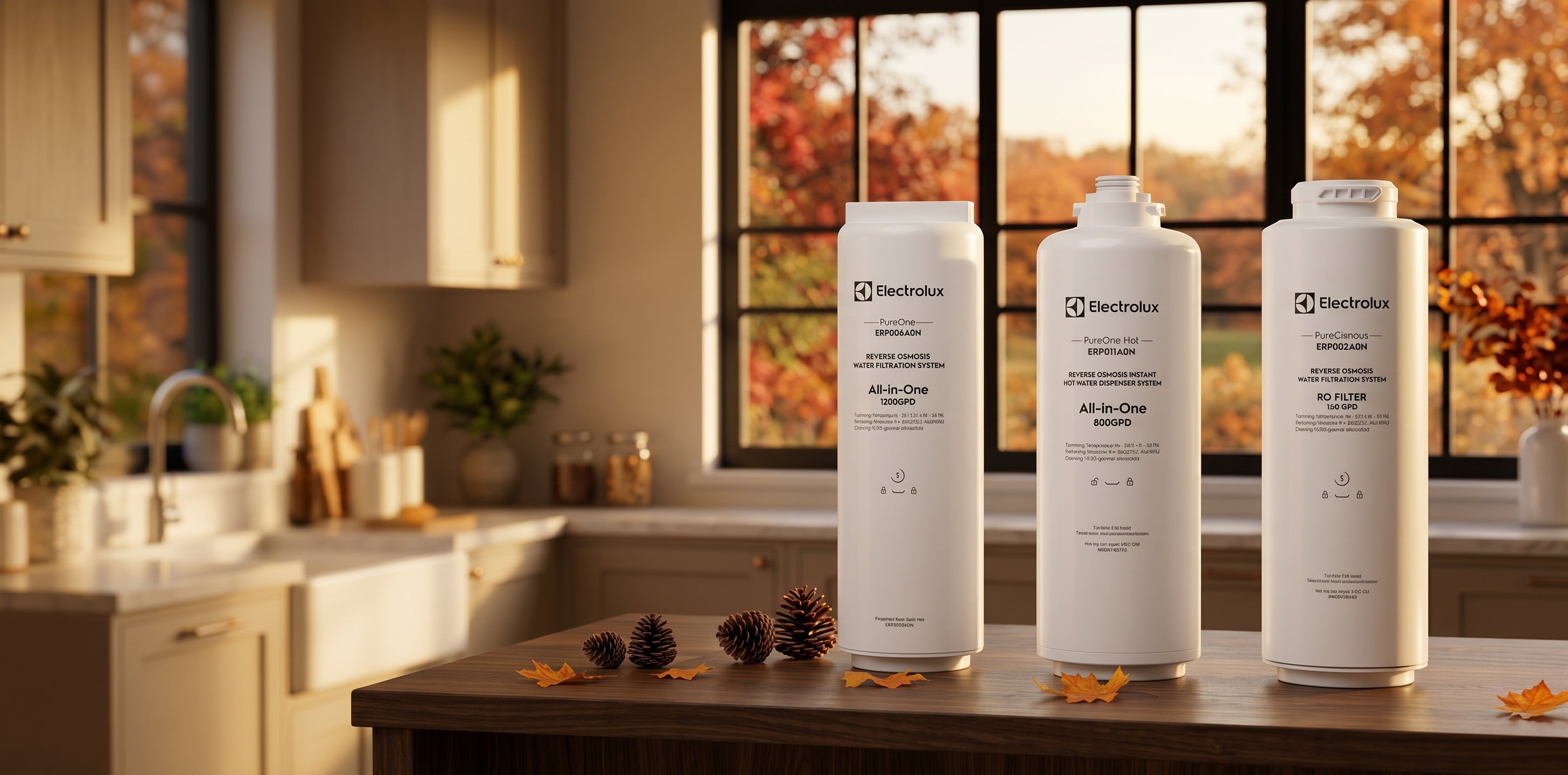 Electrolux replacement filters styled for a Thanksgiving kitchen